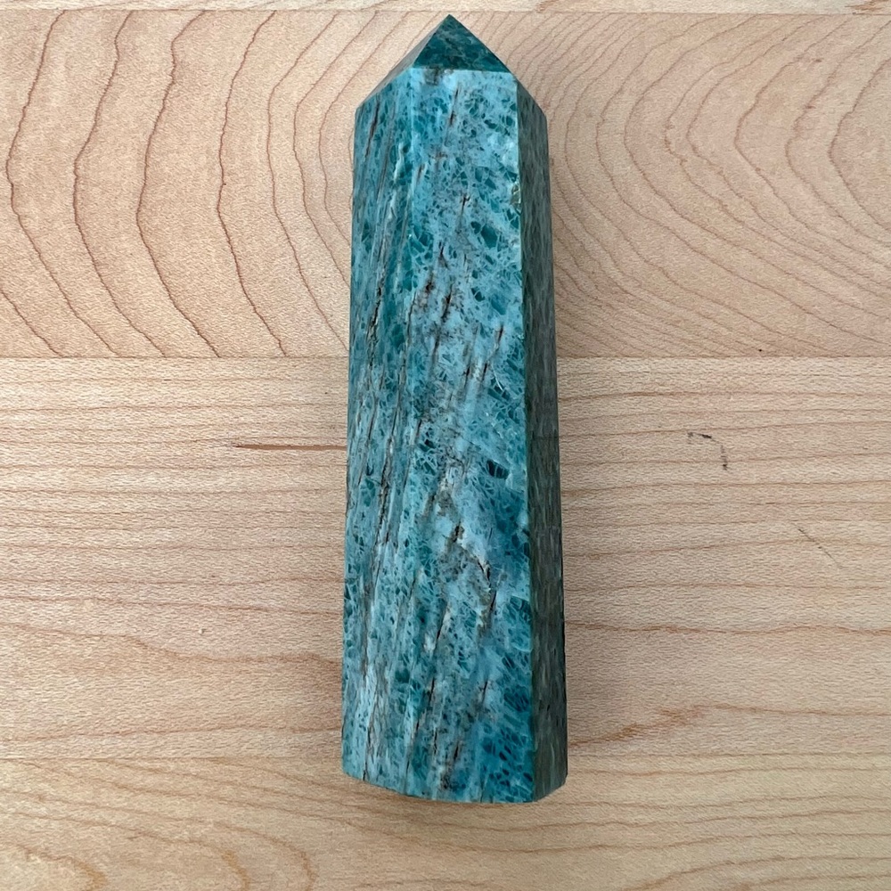 Blue apatite crystal tower